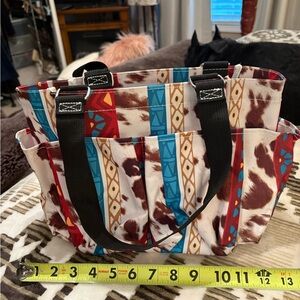 Blue and Red Geometric Pattern Tote Bag